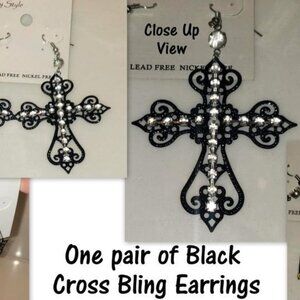 NEW! FASHION CROSS BLING EARRINGS (1 pair)